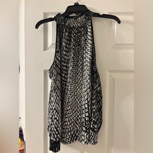 Caché Black and White Patterned Blouse